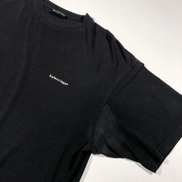 Balenciaga Small Lower Case Chest Logo Black Tee T Shirt Size Large L B14 - Picture 5 of 11